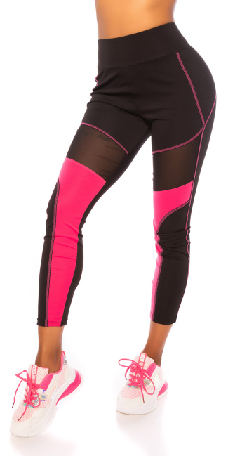 high waist leggings with mesh Pink
